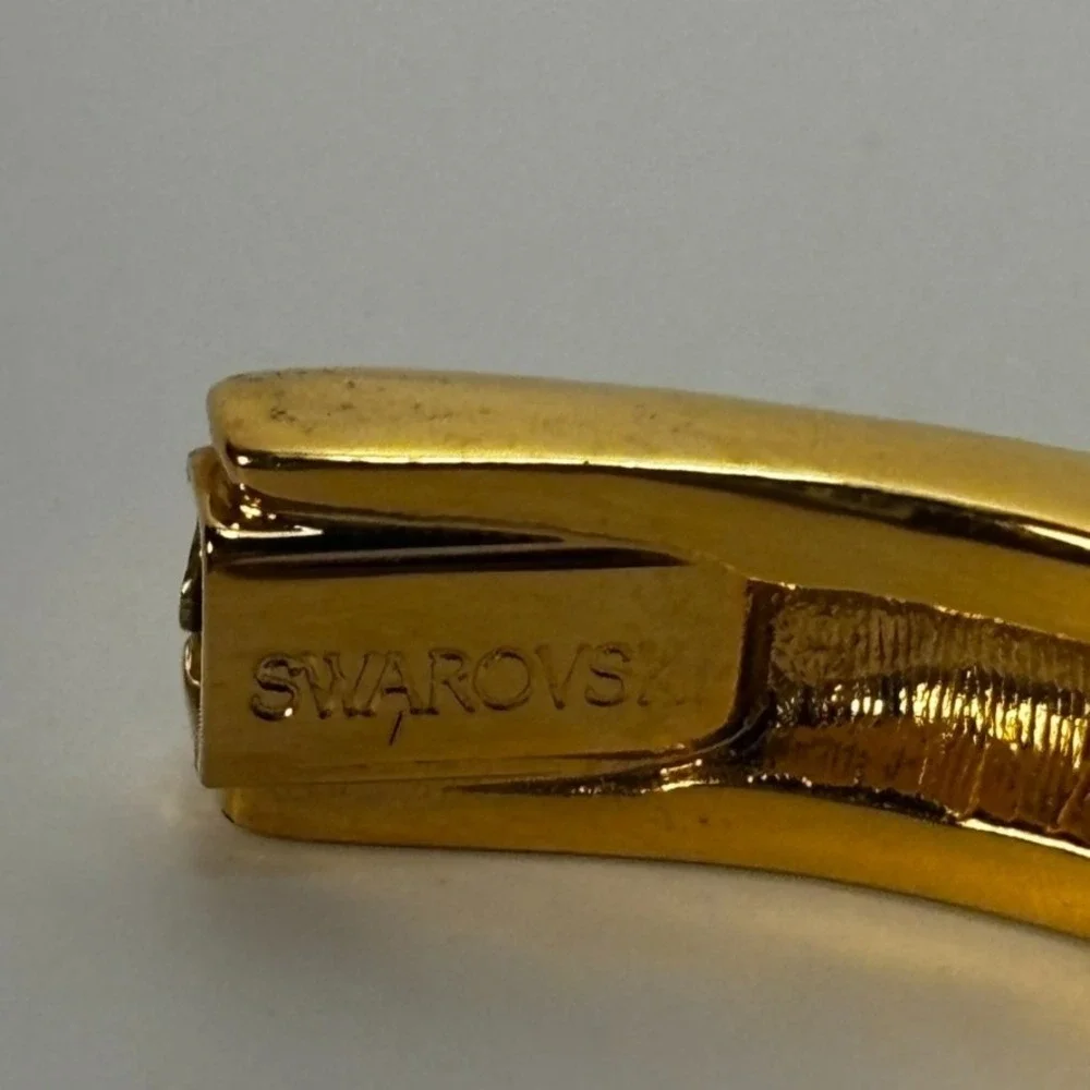 Swarovski Bangle Gold Pave Crystal Hinge Oval Bracelet - Picture 7 of 16